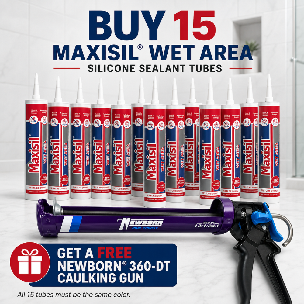 Maxisil Wet Area Sealants Case of 15 - Free Caulk Gun