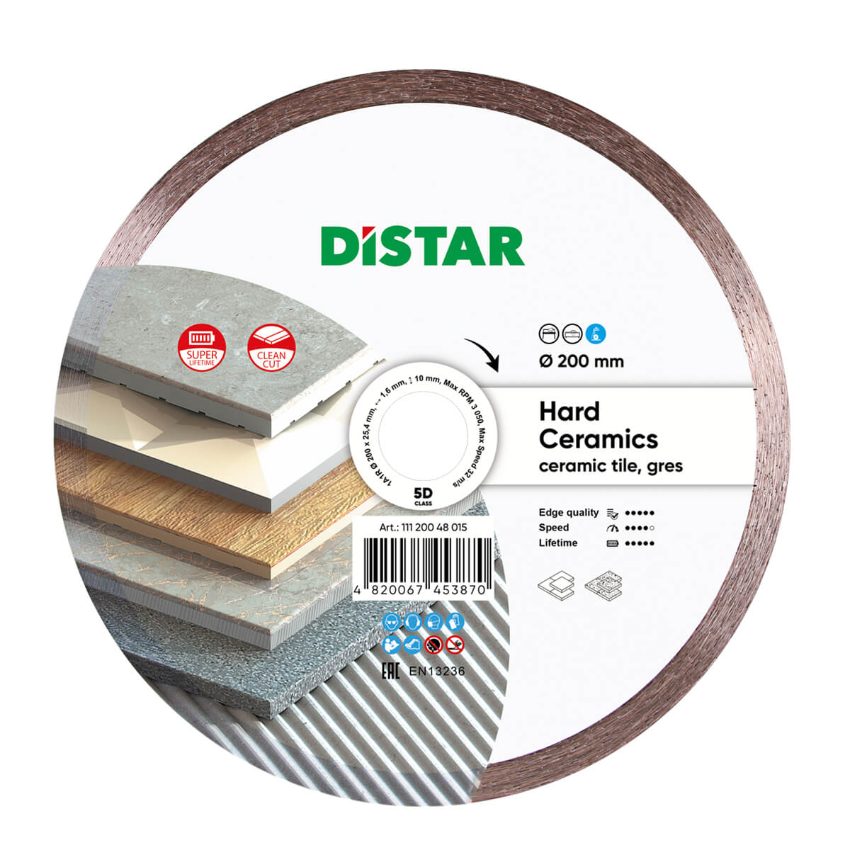DISTAR Hard Ceramics 10" Wet Diamond Blade for Porcelain Tile for professional tile installation