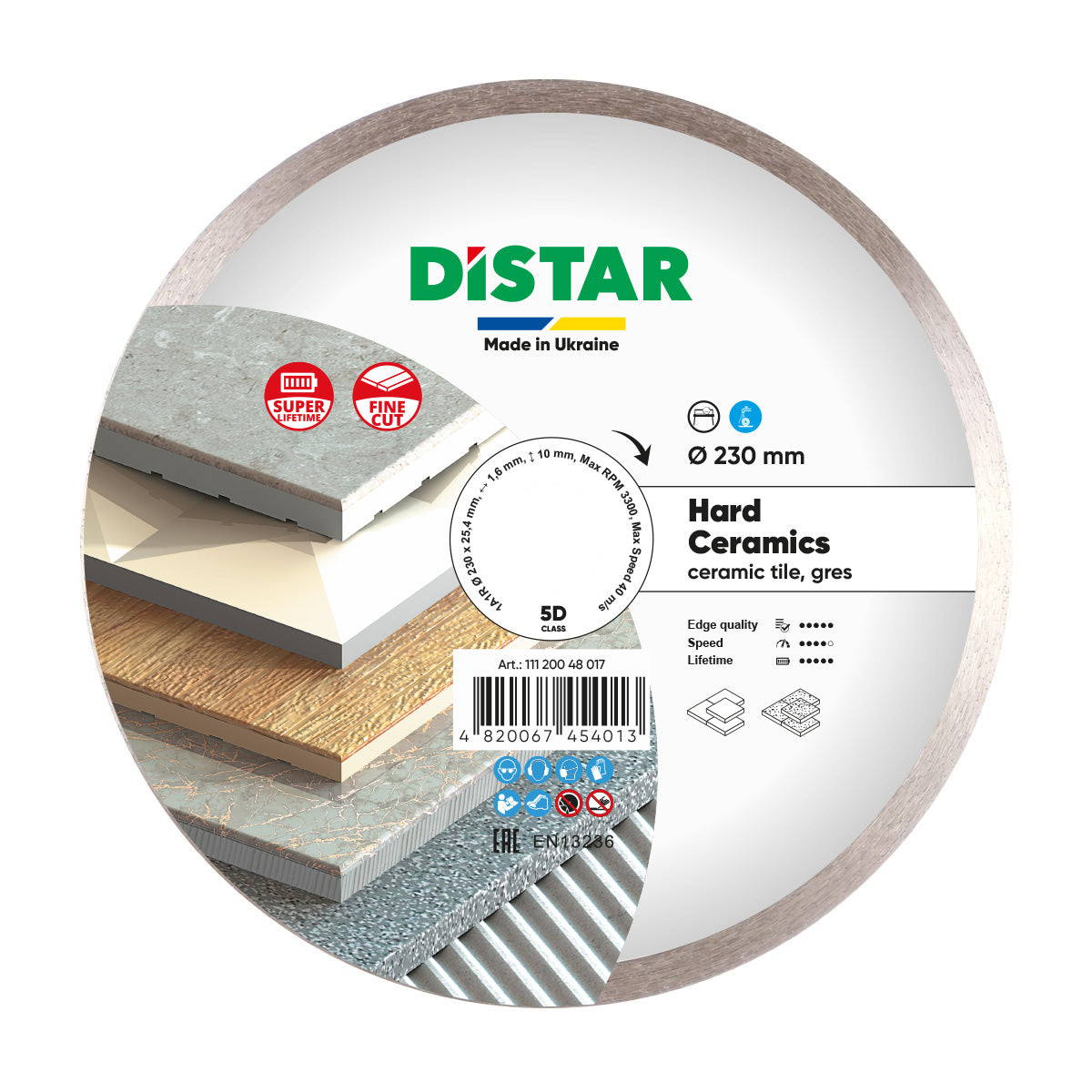 DISTAR Hard Ceramics 10" Wet Diamond Blade for Porcelain Tile close-up