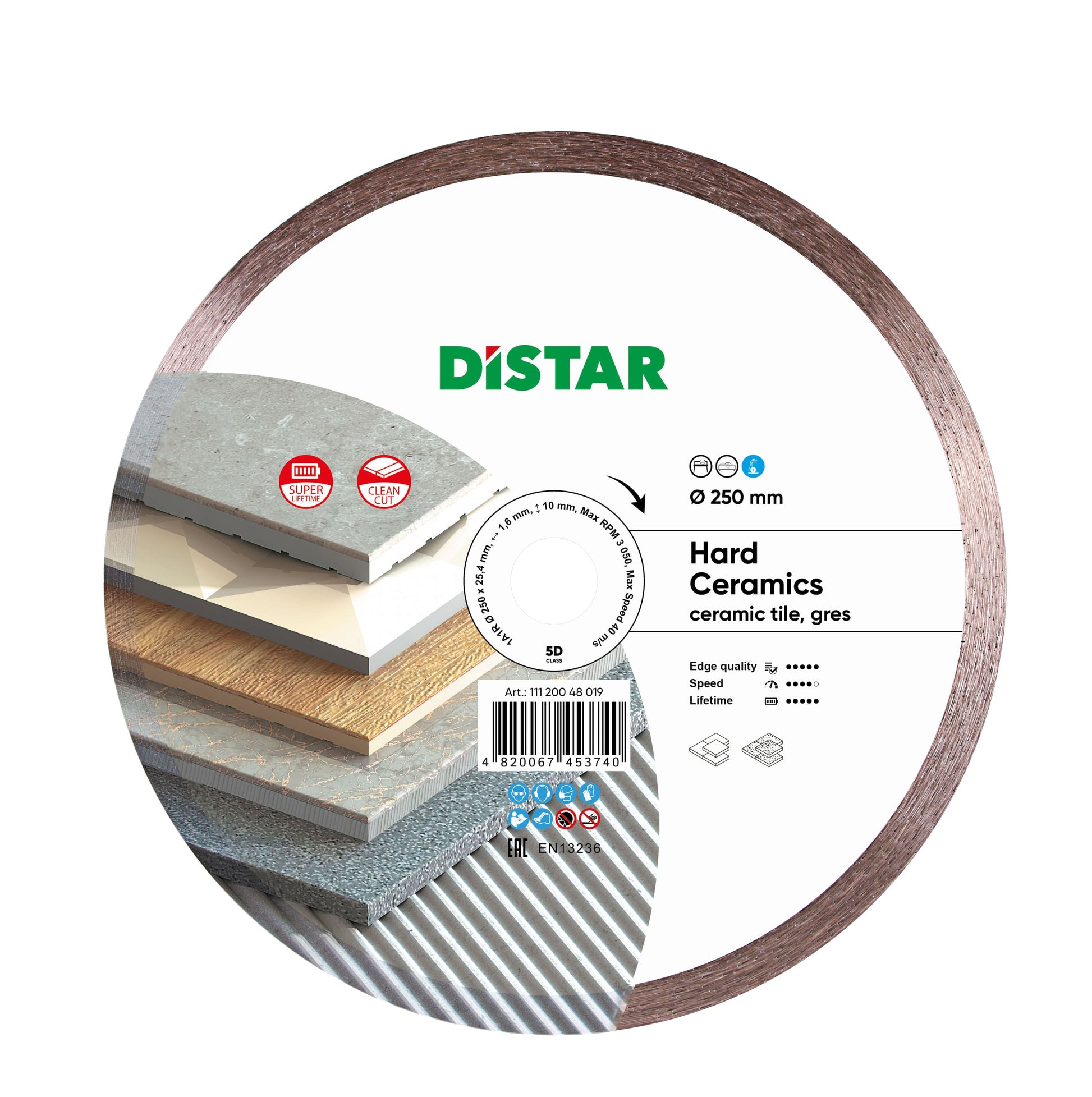 DISTAR Hard Ceramics 10" Wet Diamond Blade for Porcelain Tile detail view