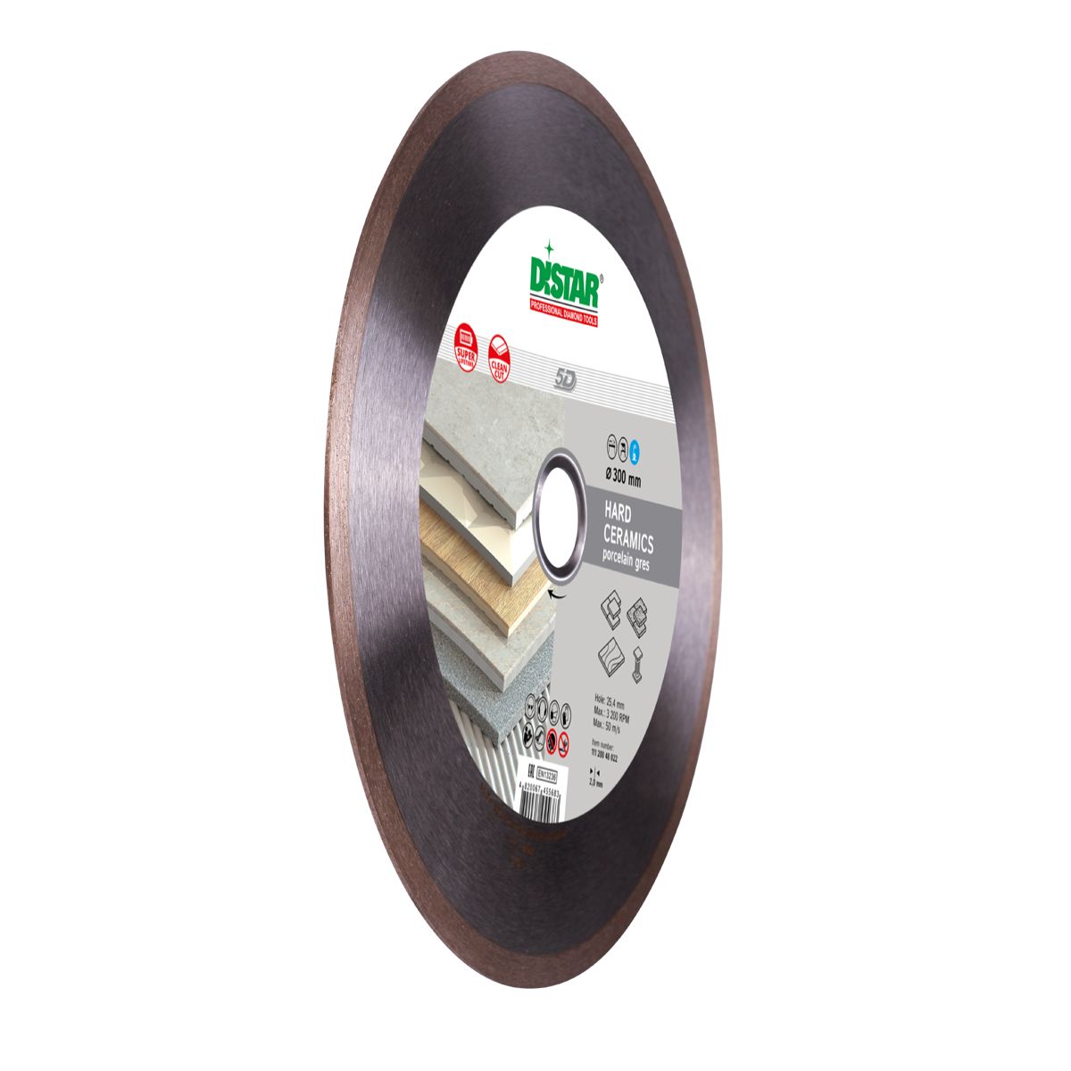 DISTAR Hard Ceramics 10" Wet Diamond Blade for Porcelain Tile close-up