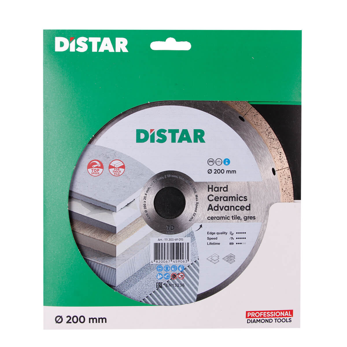 DISTAR Hard Ceramics Advanced 10" Porcelain Slab Diamond Blade for professional tile installation