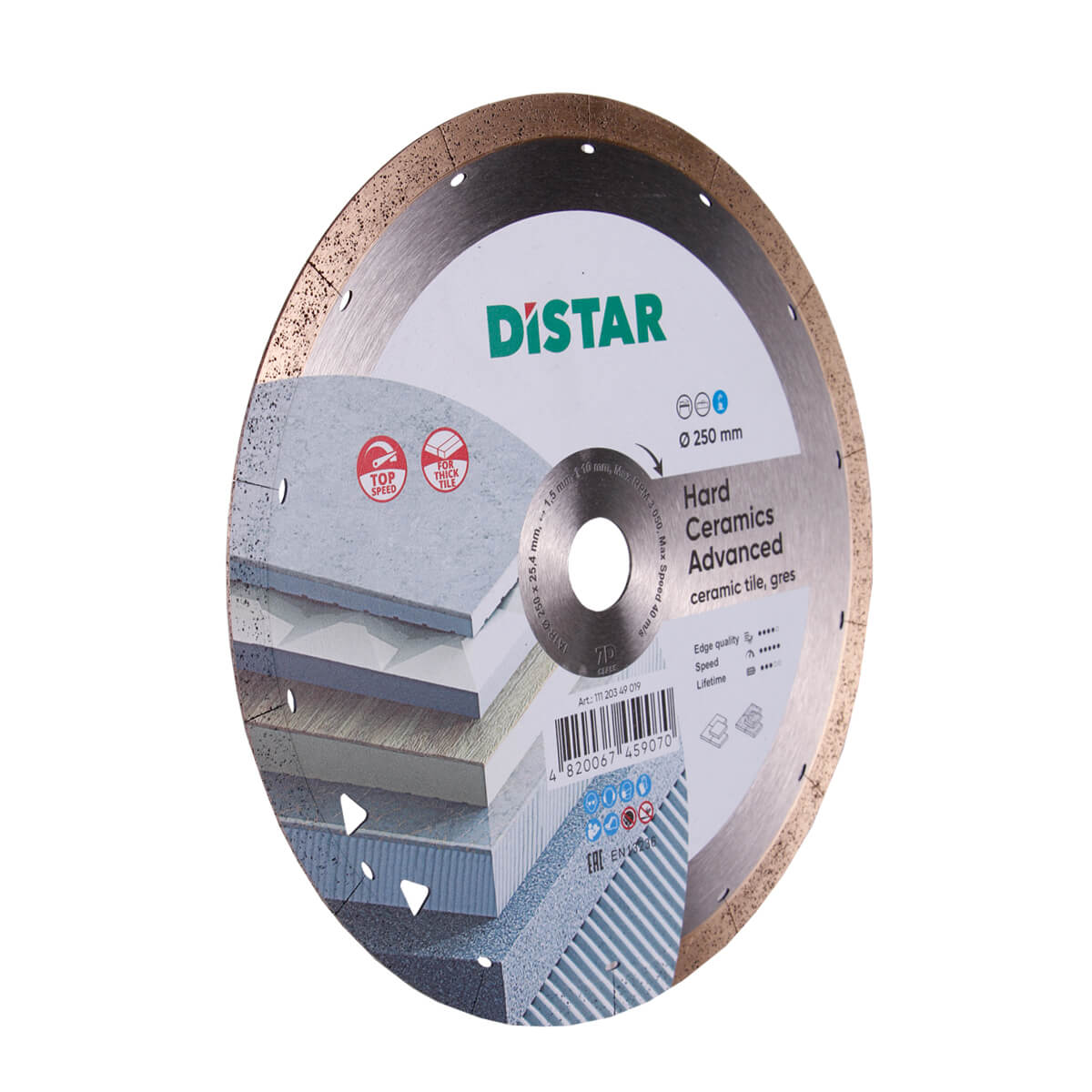 DISTAR Hard Ceramics Advanced 10" Porcelain Slab Diamond Blade for professional tile installation