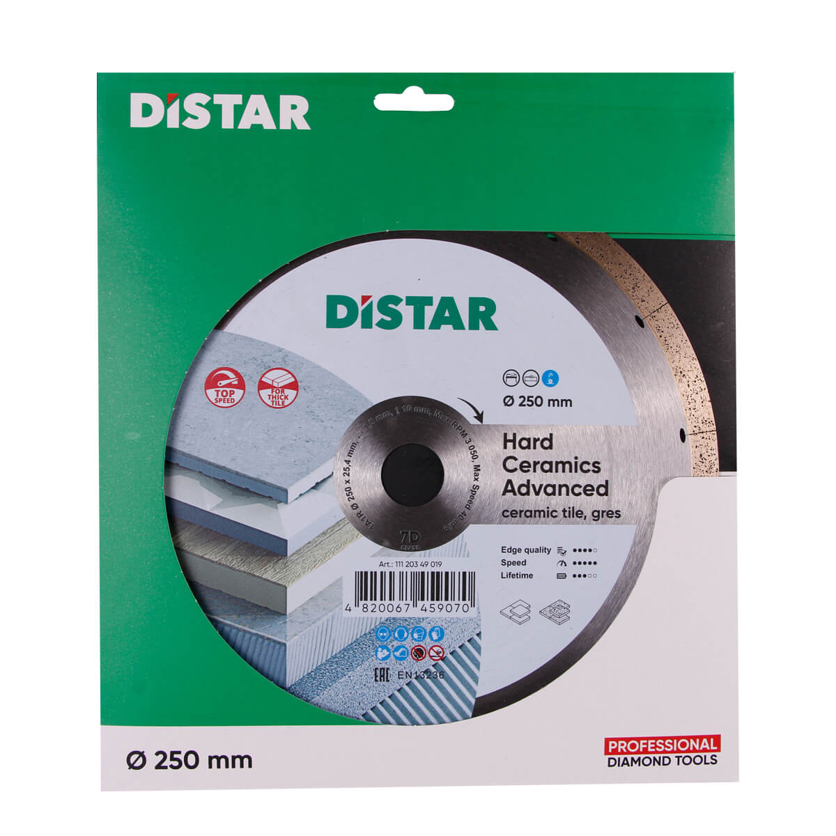 DISTAR Hard Ceramics Advanced 10" Porcelain Slab Diamond Blade application view