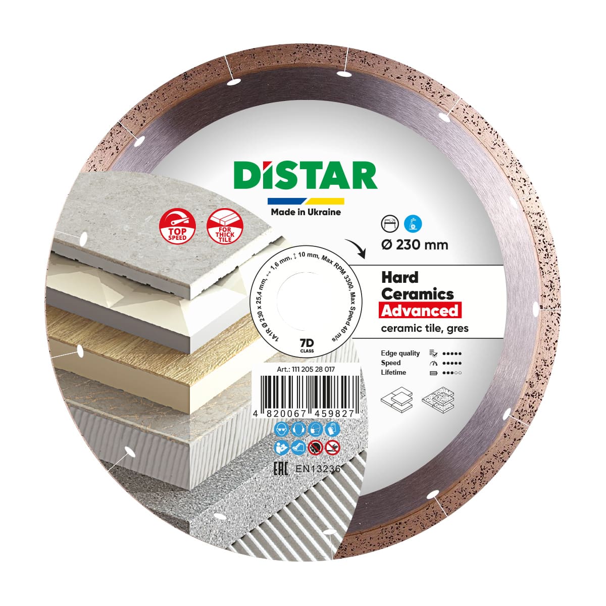 DISTAR Hard Ceramics Advanced 10" Porcelain Slab Diamond Blade close-up