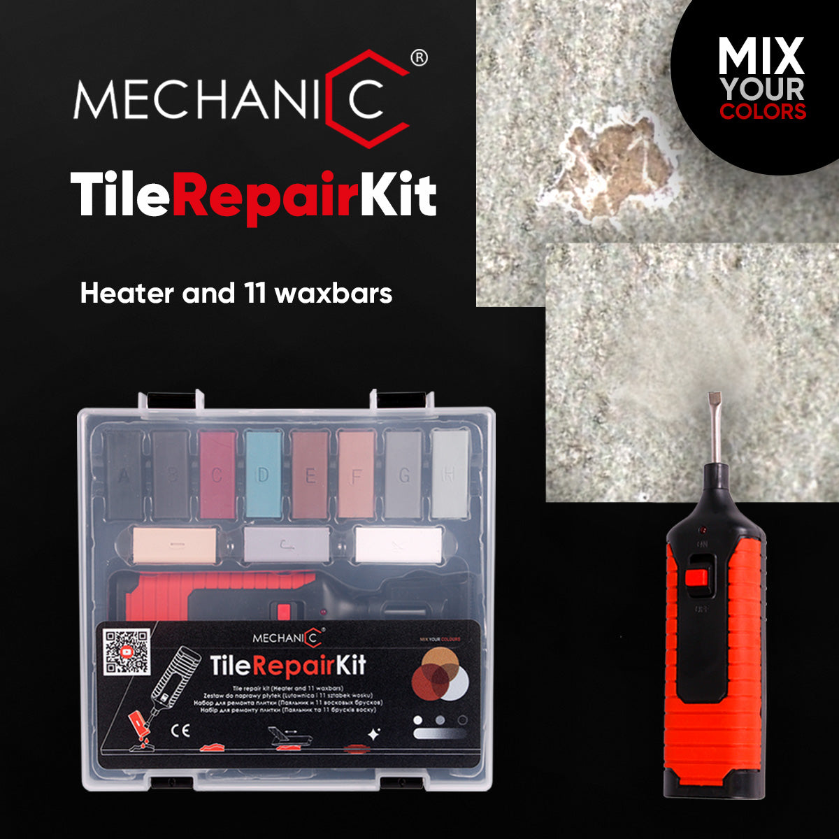 Mechanic TileRepairKit for Porcelain, Ceramic, Stone & Surfaces