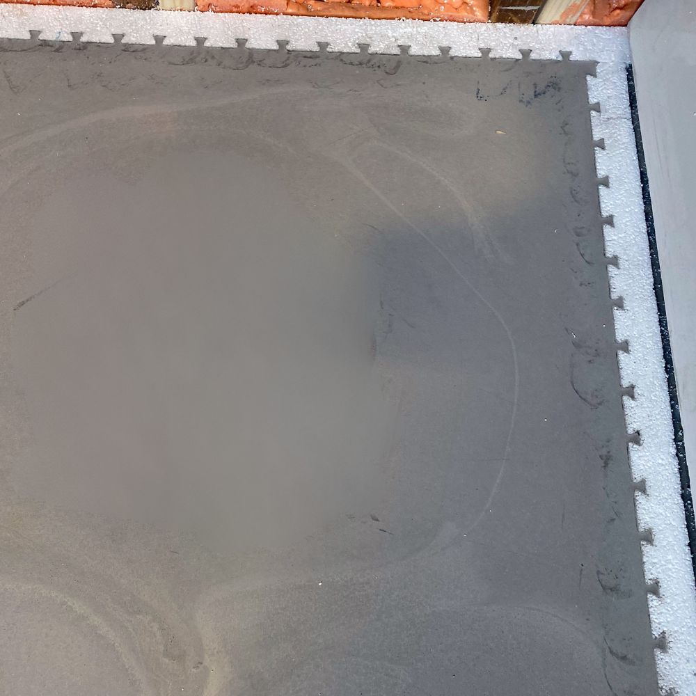 High-density foam strips for self-leveling floor prep