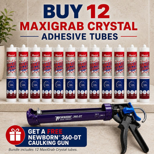 Maxisil MaxiGrab Adhesive – 12 Pack with Free Caulking Gun