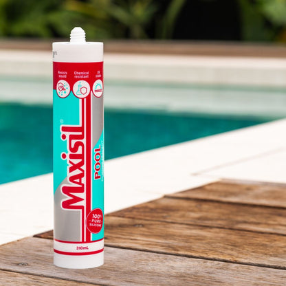 Maxisil P silicone sealant tube close-up.

