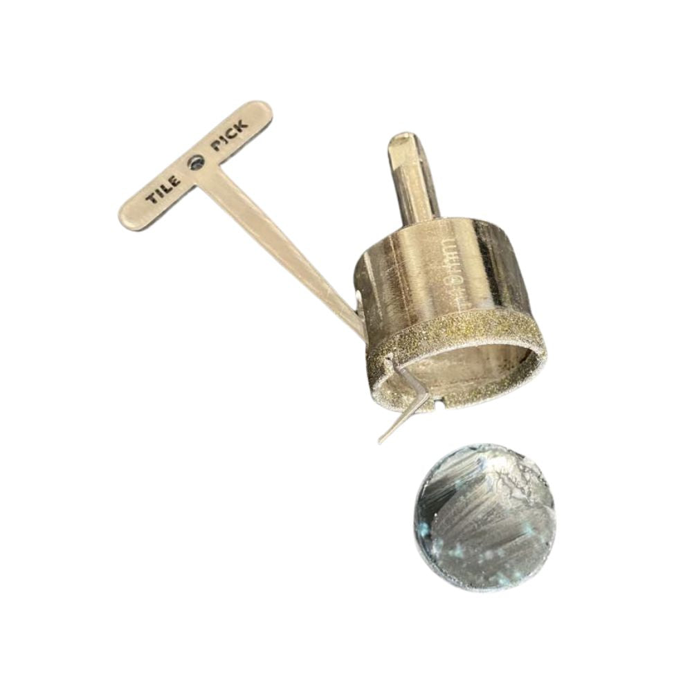 Tile Pick being used to eject a tile core from a diamond bit 