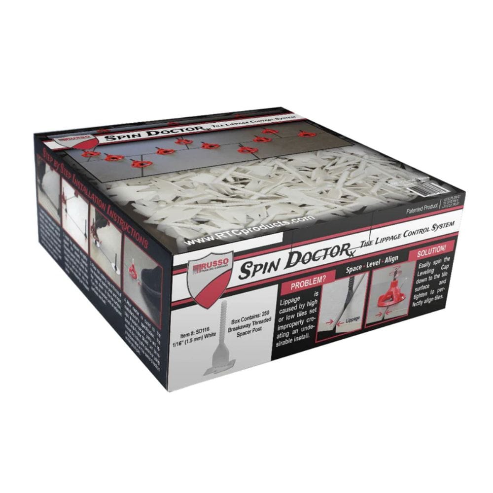 RTC Products Spin Doctor Tile Leveling System 250 piece box posts 1/16"