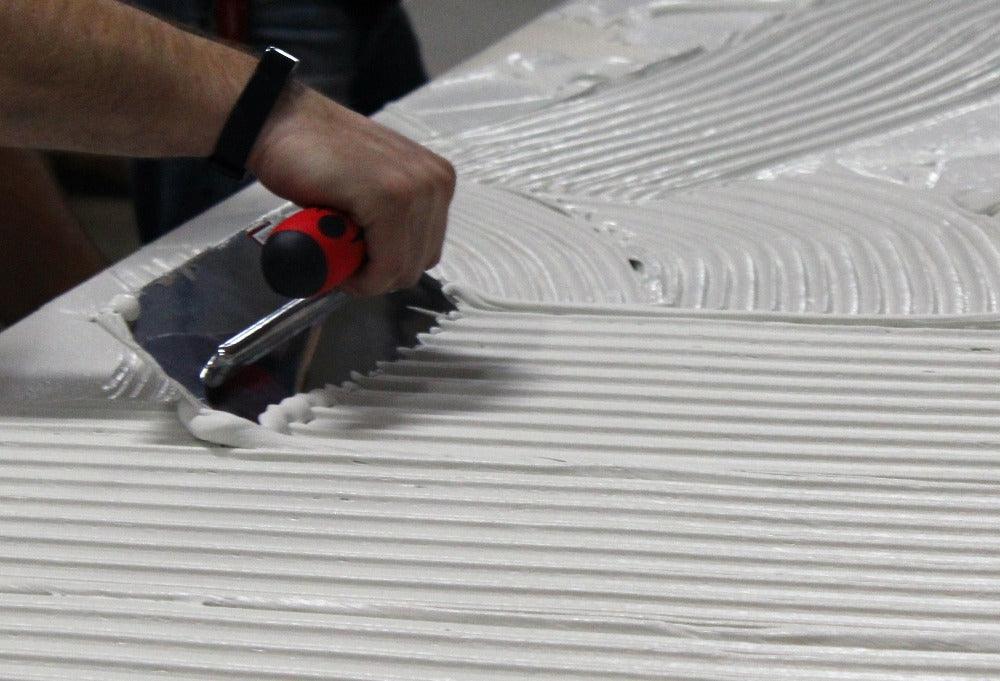 Tile contractor using RTC Euro Notch Trowel